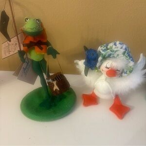 Annalee dolls vintage frog and Easter duck 6”